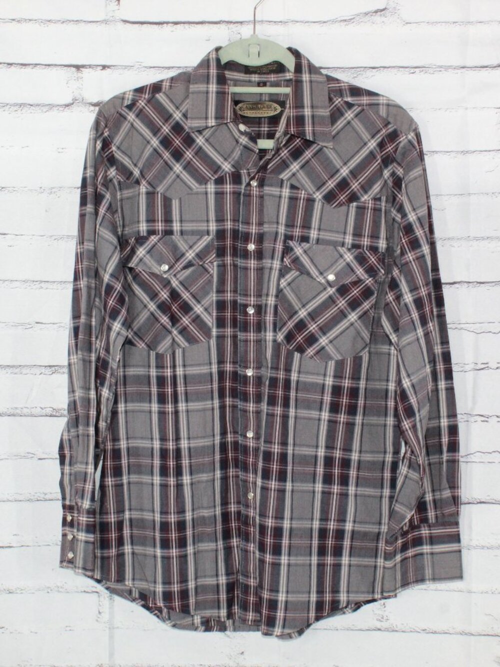 Canyon Guide Outfitters Western Pearl Snap Plaid Cowboy Dress Shirt Purple M